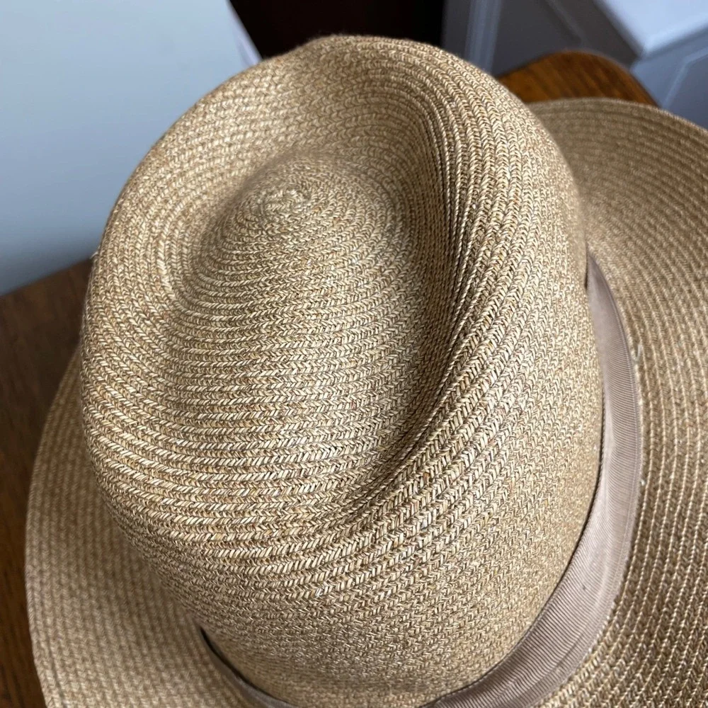 Tesi Firenze Straw Fedora‎ Hat Mens XL Tan Made in Italy JJ Hat Center New York